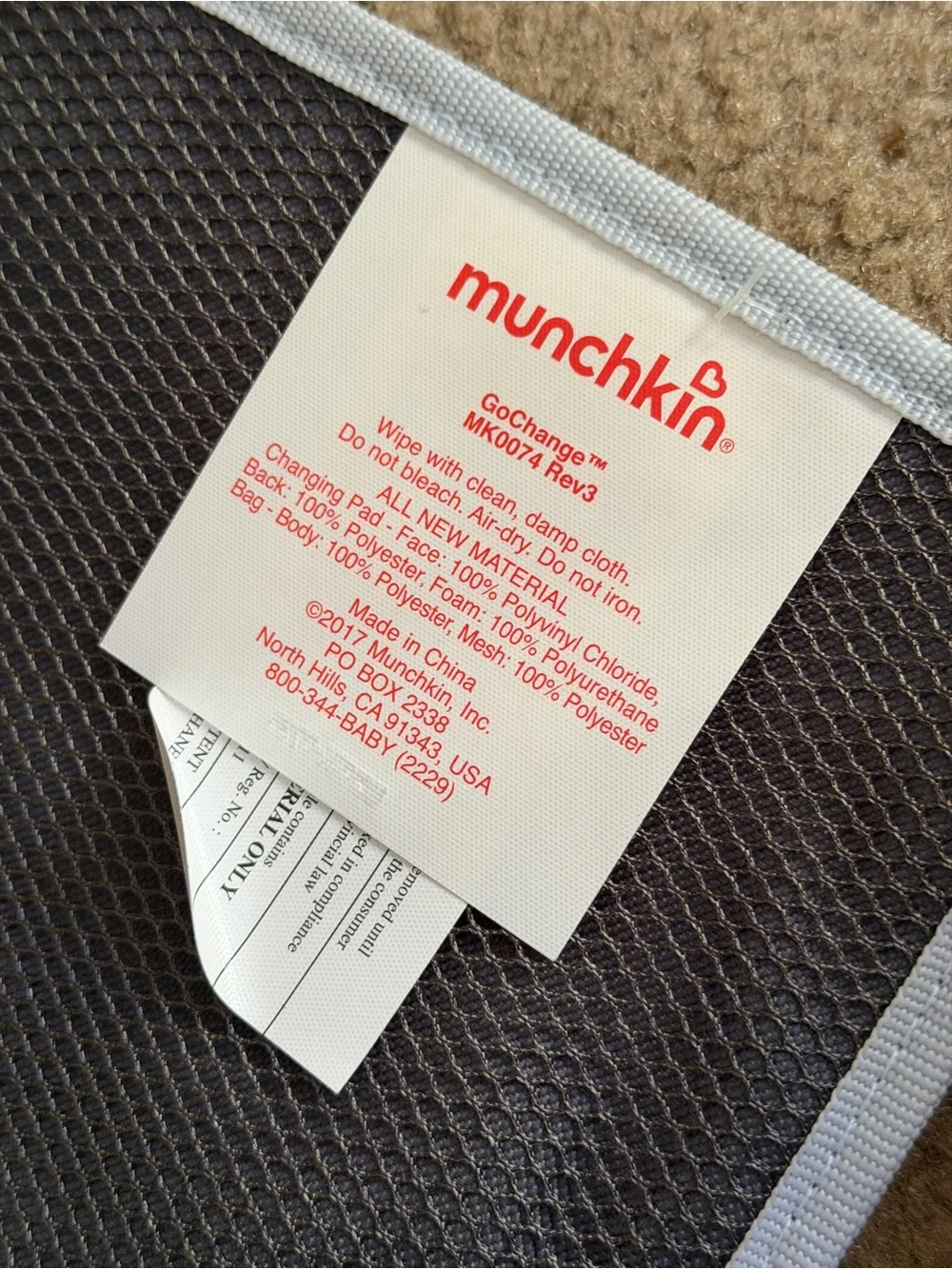 Munchkin Gray and White Travel Diaper Changing Organizer
